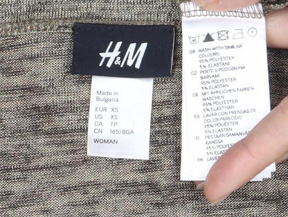 Womens UK Size 2XS H&M Brown Basic T-Shirt