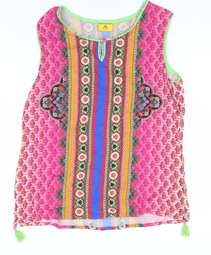 ATEESA Women's Multicoloured Rayon Sleeveless Top XL