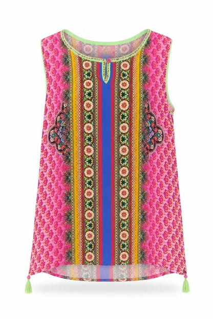 ATEESA Women's Multicoloured Rayon Sleeveless Top XL