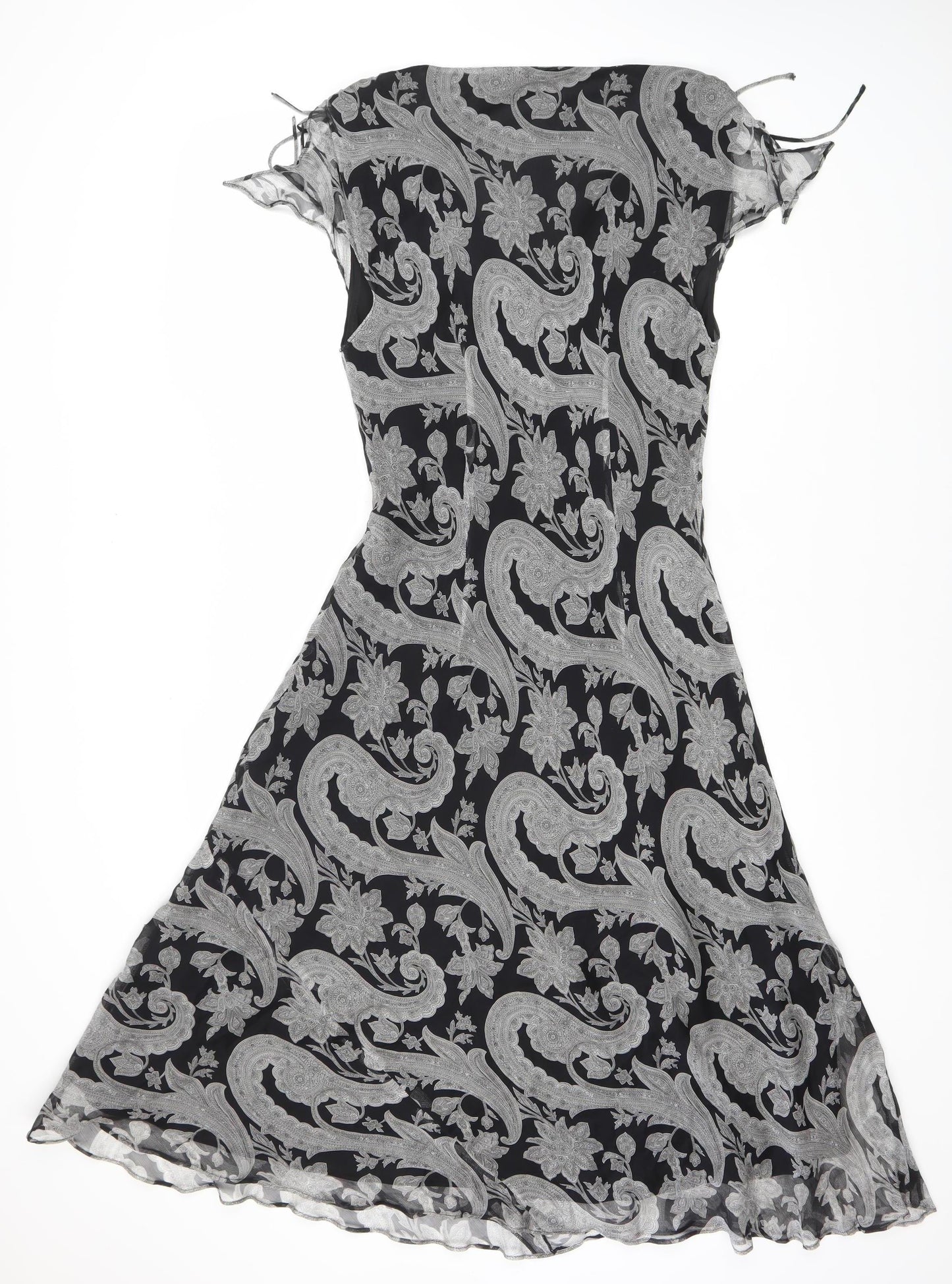 Planet Women's Black Silk Paisley Midi Dress, Size 14