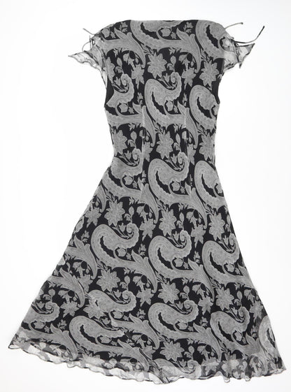 Planet Women's Black Silk Paisley Midi Dress, Size 14