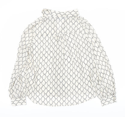 ZARA Women's White Polka Dot Long Sleeve Blouse