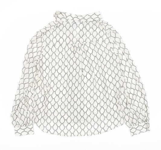 ZARA Women's White Polka Dot Long Sleeve Blouse