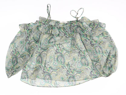 Mango Women's Green Paisley Camisole Top - Size 12
