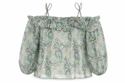 Mango Women's Green Paisley Camisole Top - Size 12