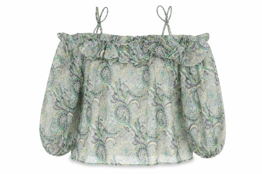 Mango Women's Green Paisley Camisole Top - Size 12