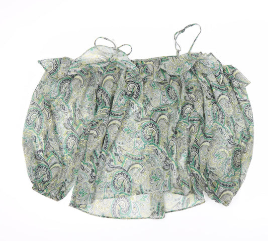 Mango Women's Green Paisley Camisole Top - Size 12