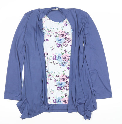 ANNE DE LANGLY Women's Blue Long Sleeve Floral Top