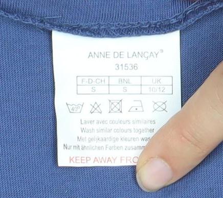 ANNE DE LANGLY Women's Blue Long Sleeve Floral Top
