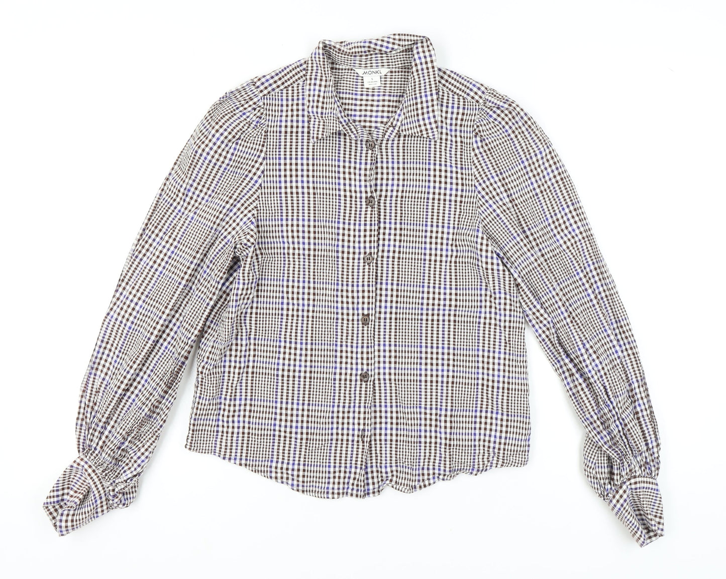 Womens UK Size S Monki Brown Basic Button-Up