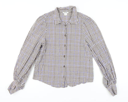 Womens UK Size S Monki Brown Basic Button-Up