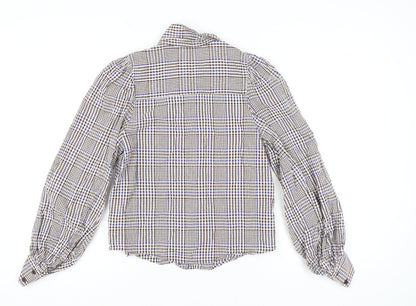 Womens UK Size S Monki Brown Basic Button-Up