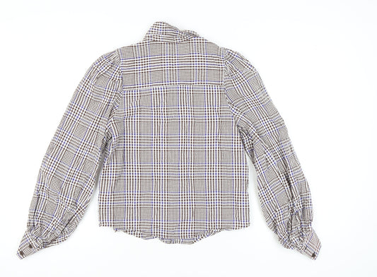 Womens UK Size S Monki Brown Basic Button-Up