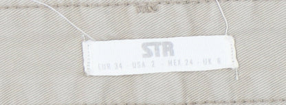 Womens UK Size 6 Stradivarius Regular Fit Casual Beige Trousers