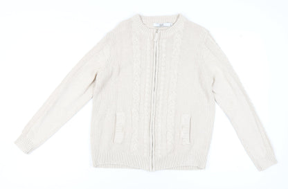 Womens UK Size L Isle Essentials Beige Cardigan Jumper