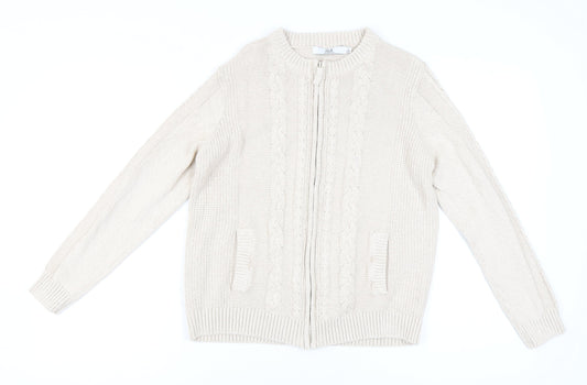 Womens UK Size L Isle Essentials Beige Cardigan Jumper