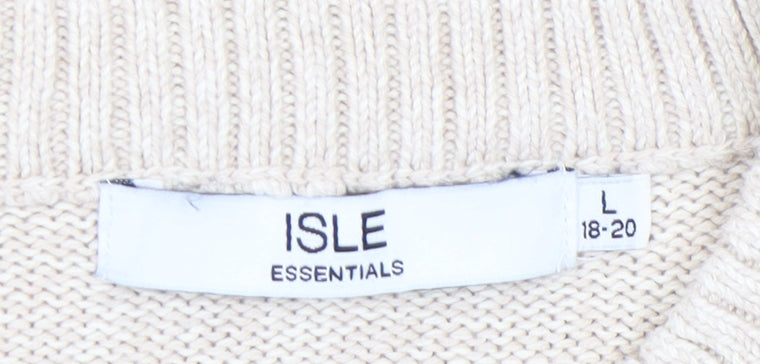 Womens UK Size L Isle Essentials Beige Cardigan Jumper