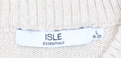 Womens UK Size L Isle Essentials Beige Cardigan Jumper