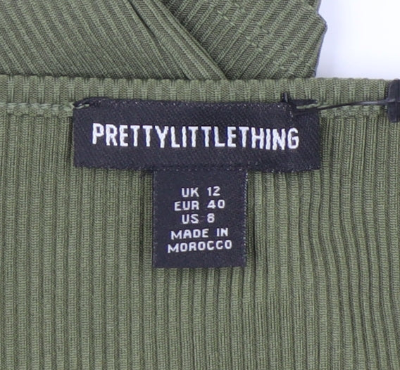 PrettyLittleThing Women's Green Bodycon Dress UK 12