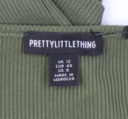 PrettyLittleThing Women's Green Bodycon Dress UK 12