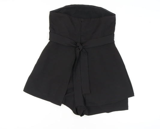 Missguided Women's Black Belted Strapless Playsuit, M, Party Ready