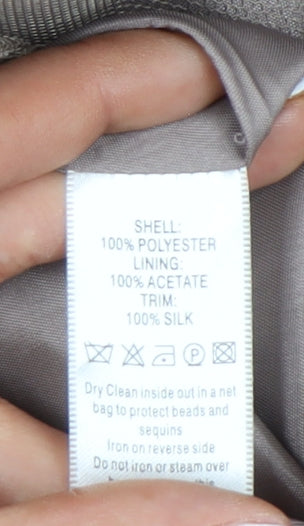 Monsoon Brown Strapless Dress, Size 12, Beaded Accents