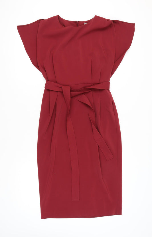 ASOS Women's Red Sheath Dress, Size 12, Belted
