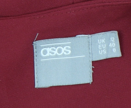 ASOS Women's Red Sheath Dress, Size 12, Belted