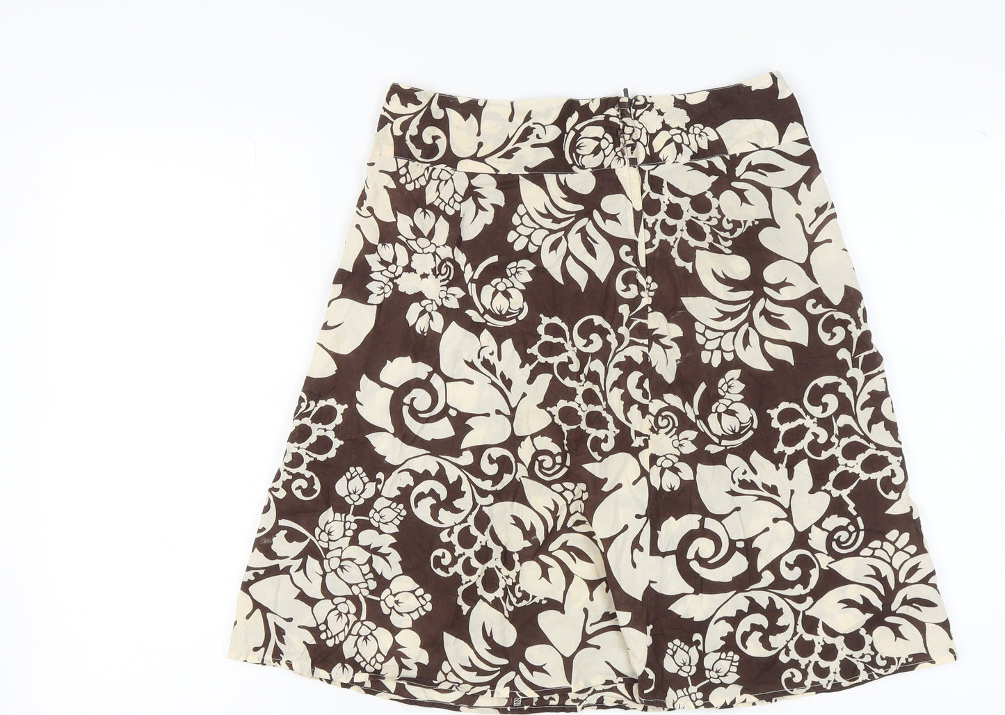 H&M Women's Brown A-Line Floral Skirt Size 8