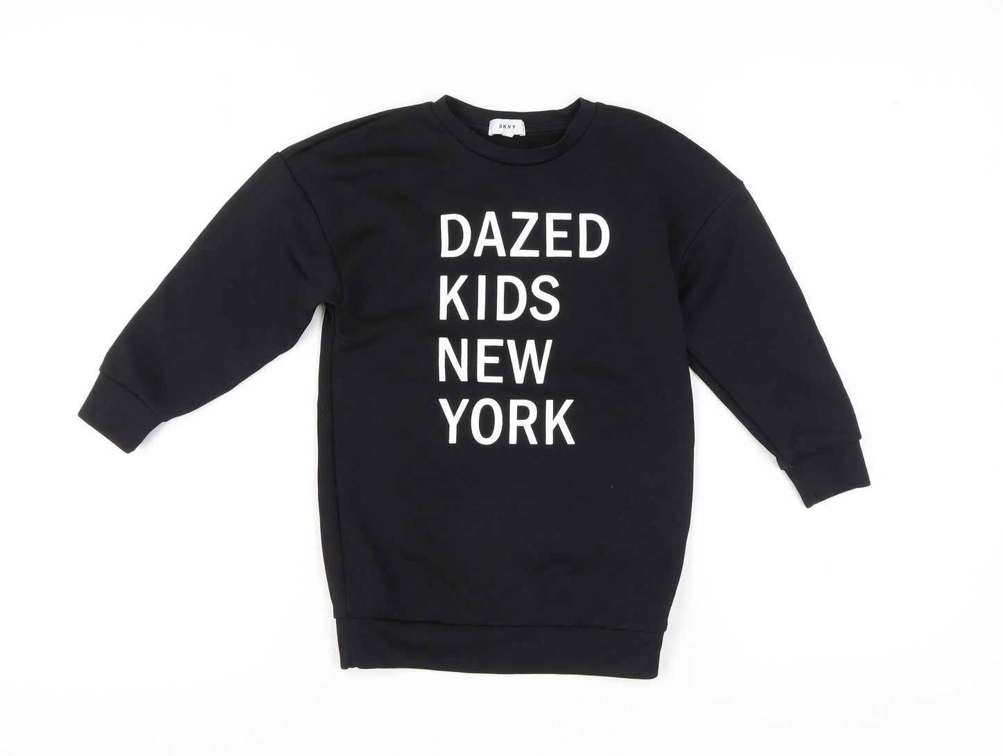 DKNY Girls Black Graphic Print Pullover Sweatshirt Size 10-11