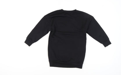 DKNY Girls Black Graphic Print Pullover Sweatshirt Size 10-11