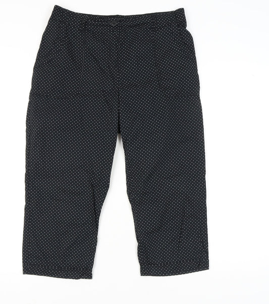Bonmarché Women's Black Cropped Polka Dot Trousers