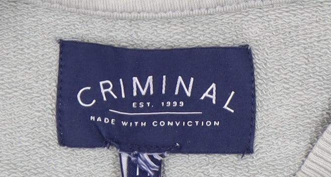 Mens UK Size M Criminal Green Pullover Sweatshirt