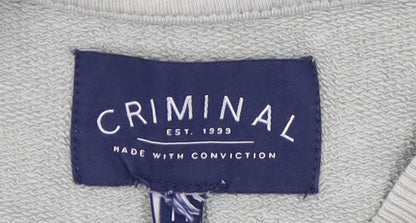 Mens UK Size M Criminal Green Pullover Sweatshirt