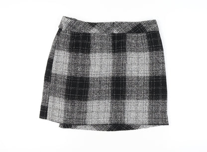 Next Women's Black Check Wrap Skirt, Size 14
