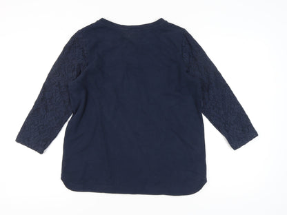 Lands' End Women's Blue Lace Blouse Size M