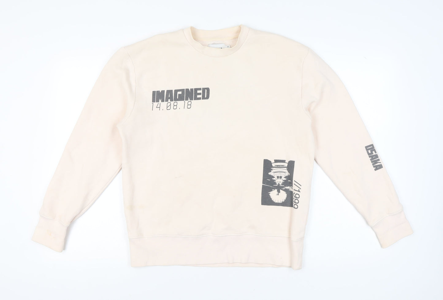 Topman Beige Men's XS Graphic Pullover Sweatshirt