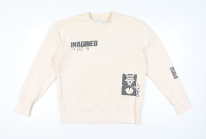 Topman Beige Men's XS Graphic Pullover Sweatshirt