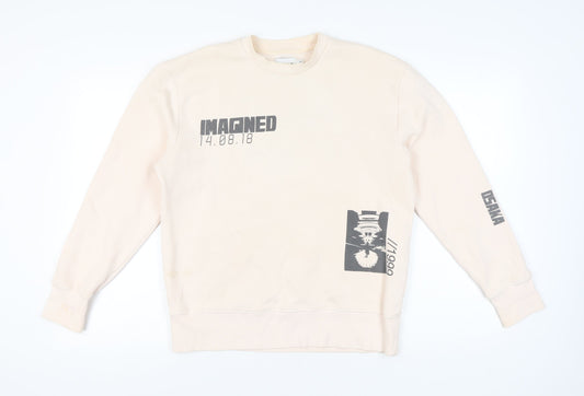 Topman Beige Men's XS Graphic Pullover Sweatshirt