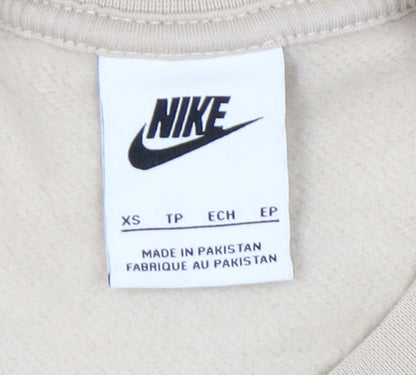 Nike Unisex Beige XS Sweatshirt Crew Neck Logo Casual