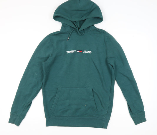 Tommy Jeans Men's Green Pullover Hoodie Size M