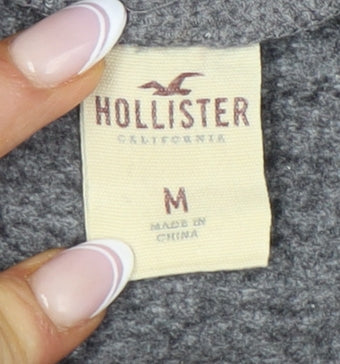 Hollister Unisex Adults Grey Pullover Hoodie M