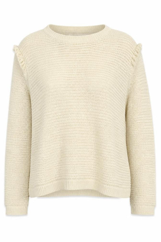 Front view of Champion unisex ivory pullover sweatshirt, size M
