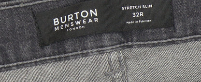 Mens UK Size 32 Burton Slim Fit Slim Grey Jeans