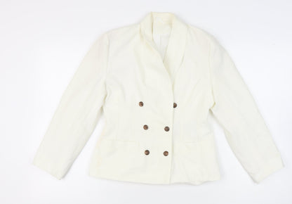 C&A Women Ivory Double-Breasted Suit Jacket Size 10 Petite
