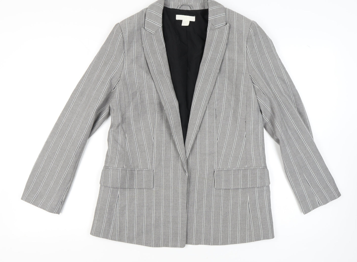 H&M Women's Grey Pinstripe Blazer Size 12