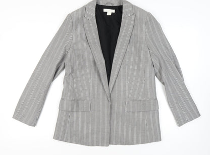 H&M Women's Grey Pinstripe Blazer Size 12