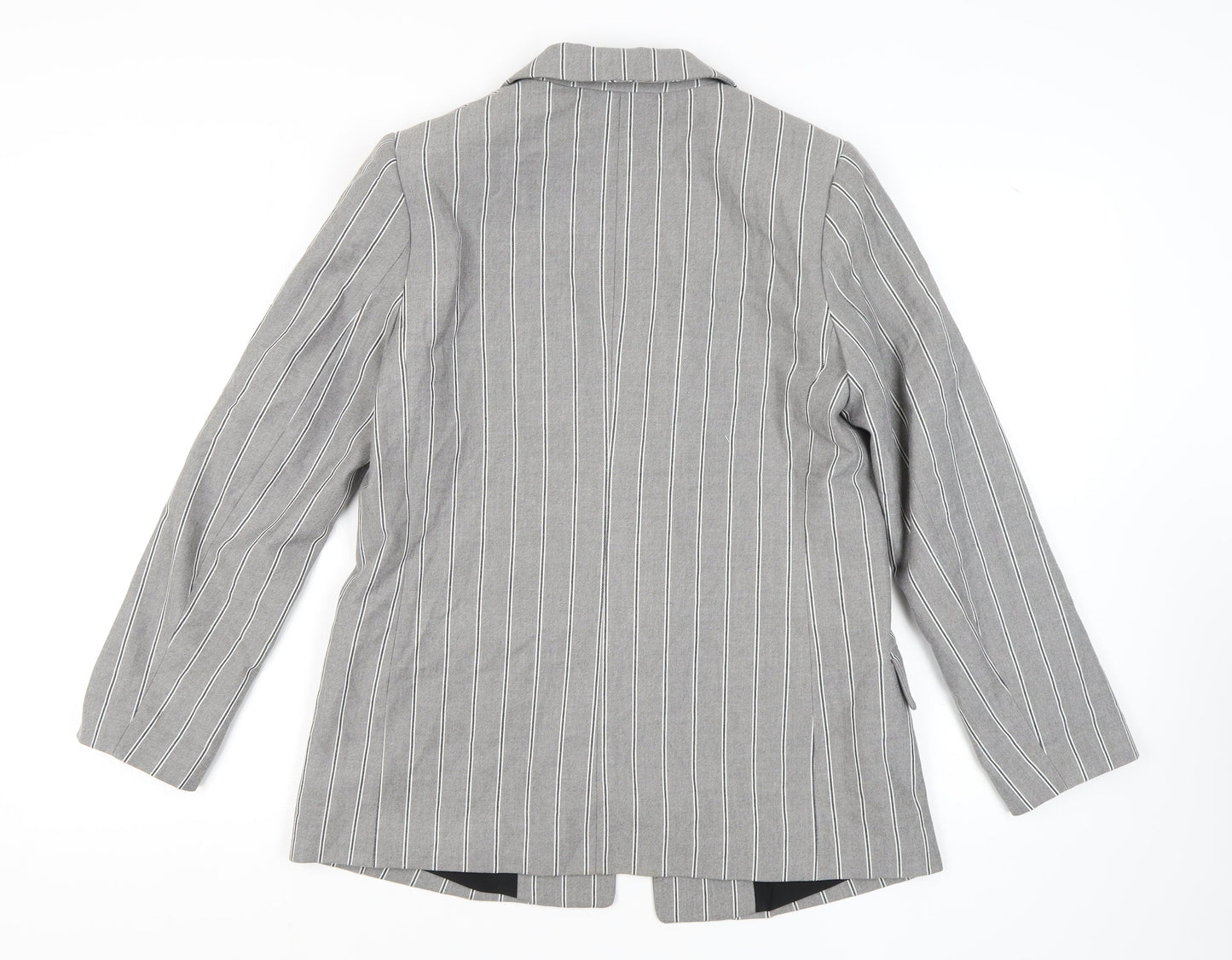 H&M Women's Grey Pinstripe Blazer Size 12