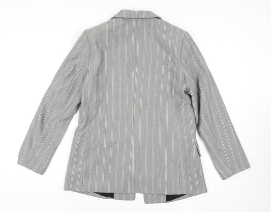 H&M Women's Grey Pinstripe Blazer Size 12