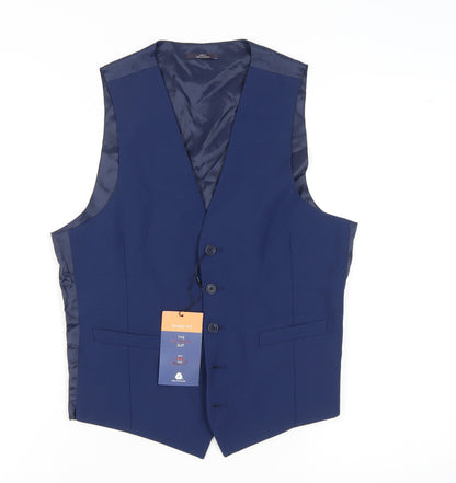 Mens UK Size 36 Marks and Spencer Regular Blue Suit Waistcoat